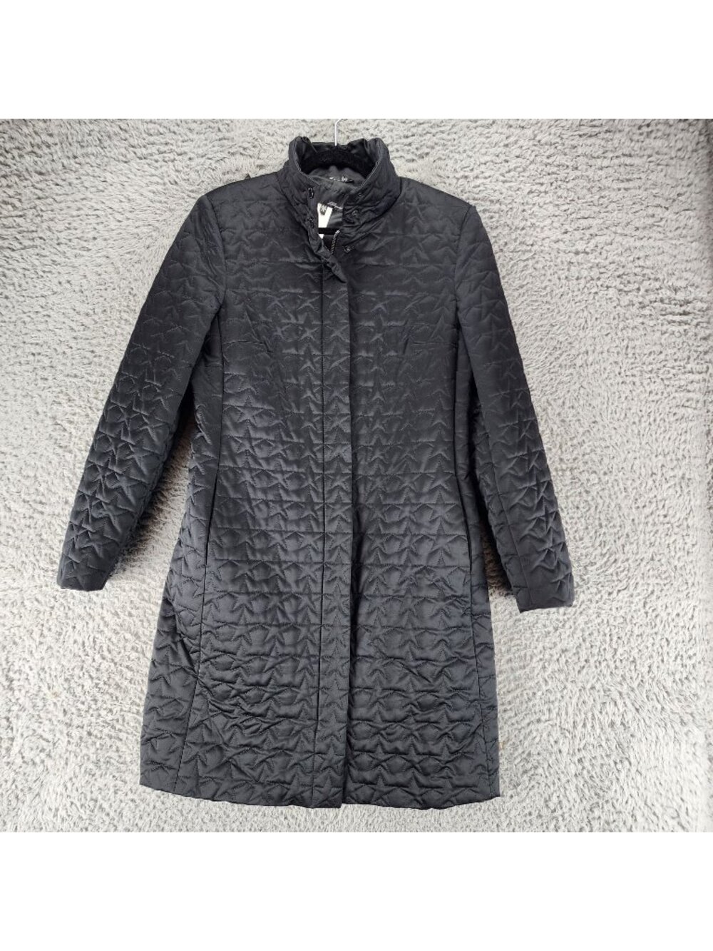 Les Copains Jacket Womens 42 Black Long Sleeve Zip Up Quilted